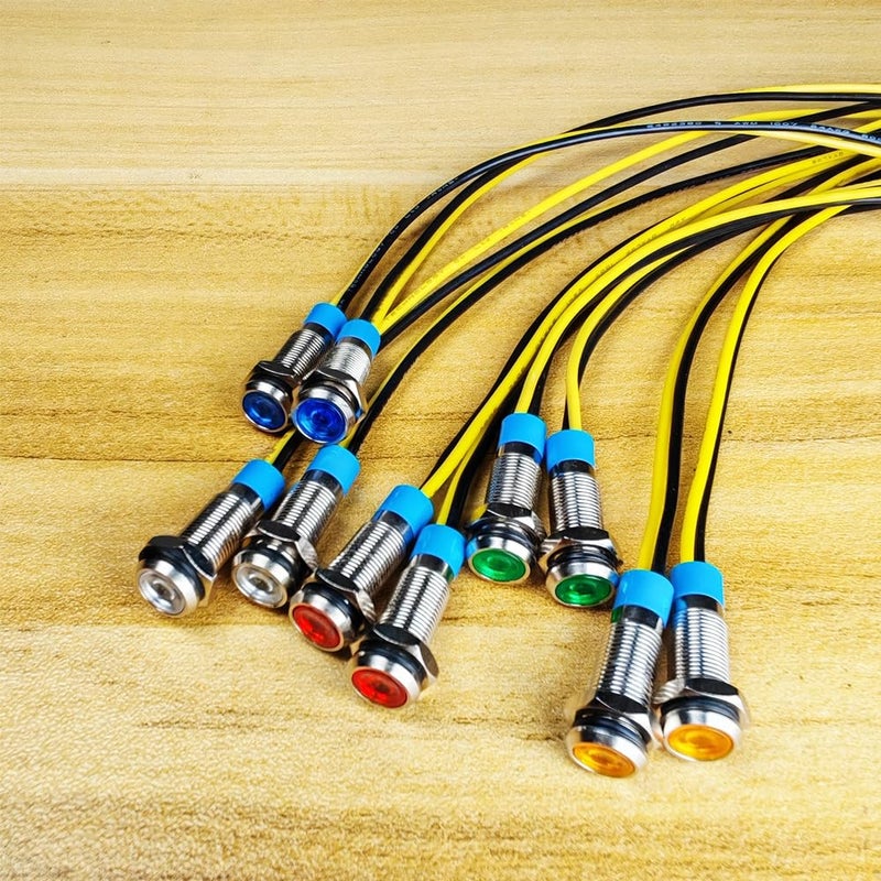 Gebildet مصباح مؤشر معدني LED مقاوم للماء 10 قطع 6 مم 110V-220VAC (أخضر/برتقالي/أحمر/أزرق/أبيض، كل منها 2 قطعة) - Image 2