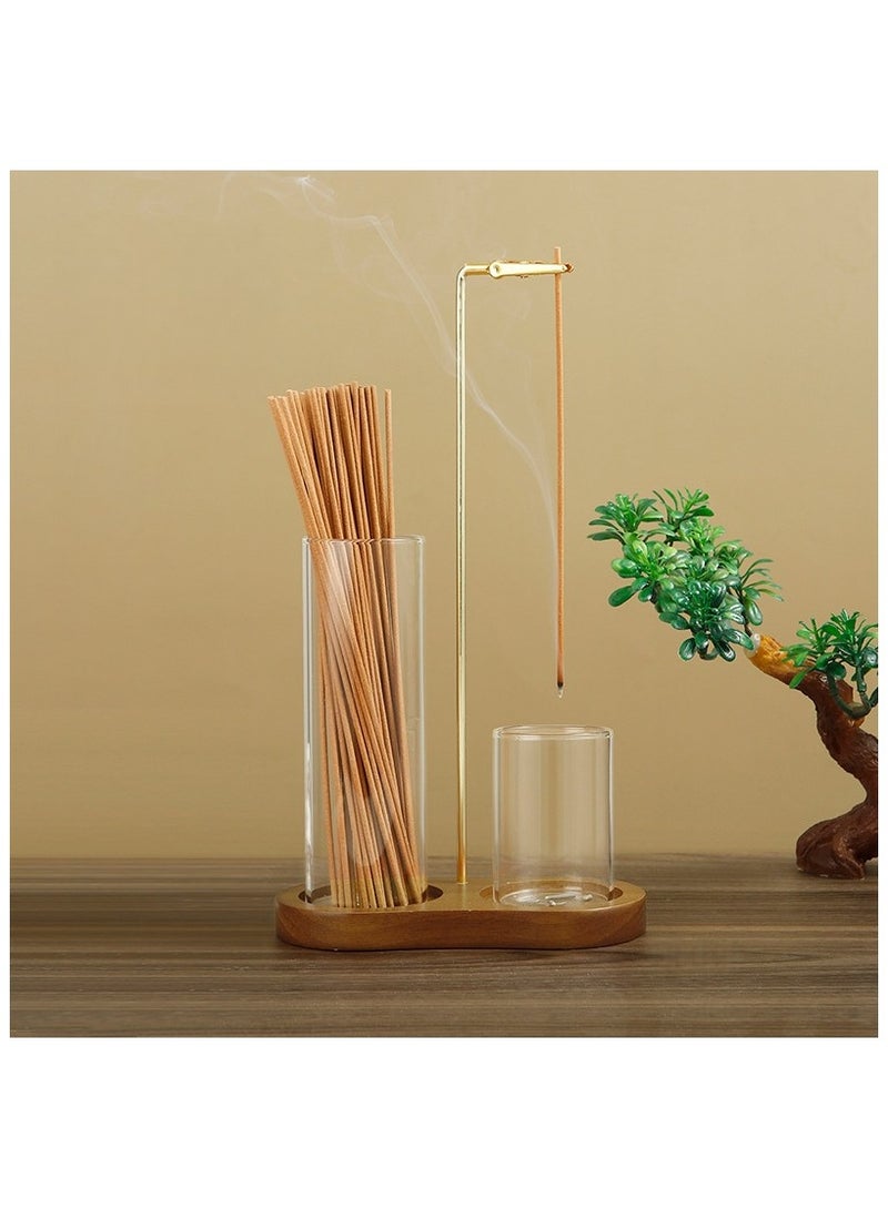 2 in 1 Incense Holder for Sticks, Anti-Ash Flying Incense Burne with Glass Ash Catcher and Incense Sticks Organizer for Meditation Yoga Spa Home Decor - Image 1
