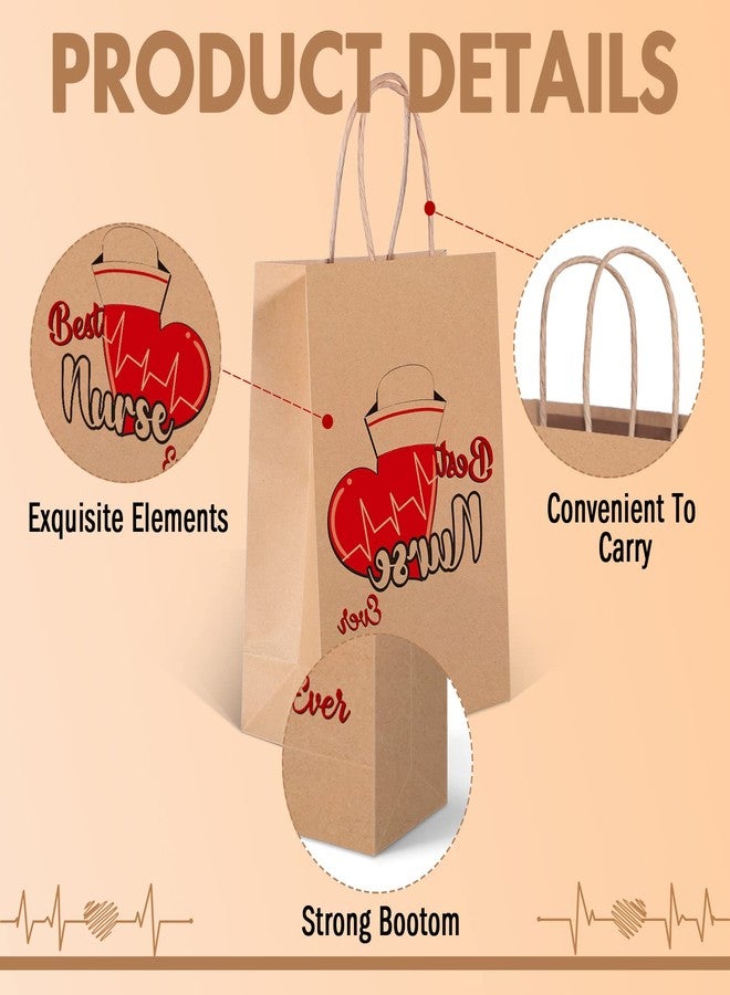 Spakon 24 Pcs Nurses Week Gift Bags Bulk, Thank You Nurse Craft Paper Goody Treat Bags with Handle for Appreciation Medical RN Graduation Party Gifts Supplies, 9 x 7 x 3 Inch - Image 3