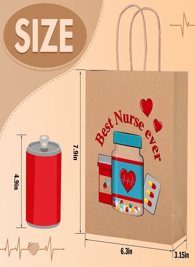 Spakon 24 Pcs Nurses Week Gift Bags Bulk, Thank You Nurse Craft Paper Goody Treat Bags with Handle for Appreciation Medical RN Graduation Party Gifts Supplies, 9 x 7 x 3 Inch - Image 2