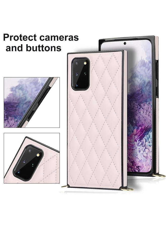 اس-توب جراب لهاتف Samsung Galaxy S20 أنيق بنمط معيني من جلد الألياف الدقيقة + جراب مقاوم للصدمات من مادة TPU مع حزام كتف سلسلة - Image 3