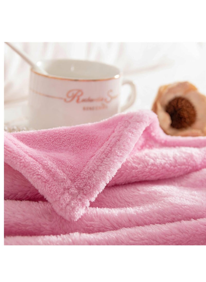 Fleece Blanket, Super Soft Bed Blanket Plush Cozy Fuzzy Lightweight Flannel Blankets for Bed, Sofa, Couch, Travel, Camping (Pink, 150x200CM)  - Image 5