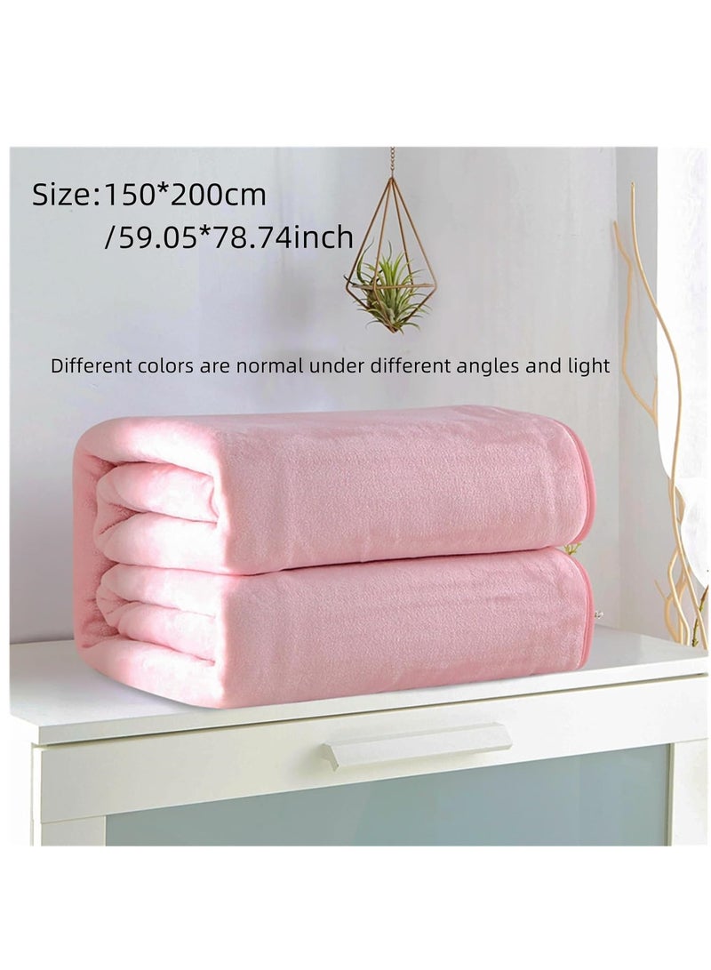 Fleece Blanket, Super Soft Bed Blanket Plush Cozy Fuzzy Lightweight Flannel Blankets for Bed, Sofa, Couch, Travel, Camping (Pink, 150x200CM)  - Image 3
