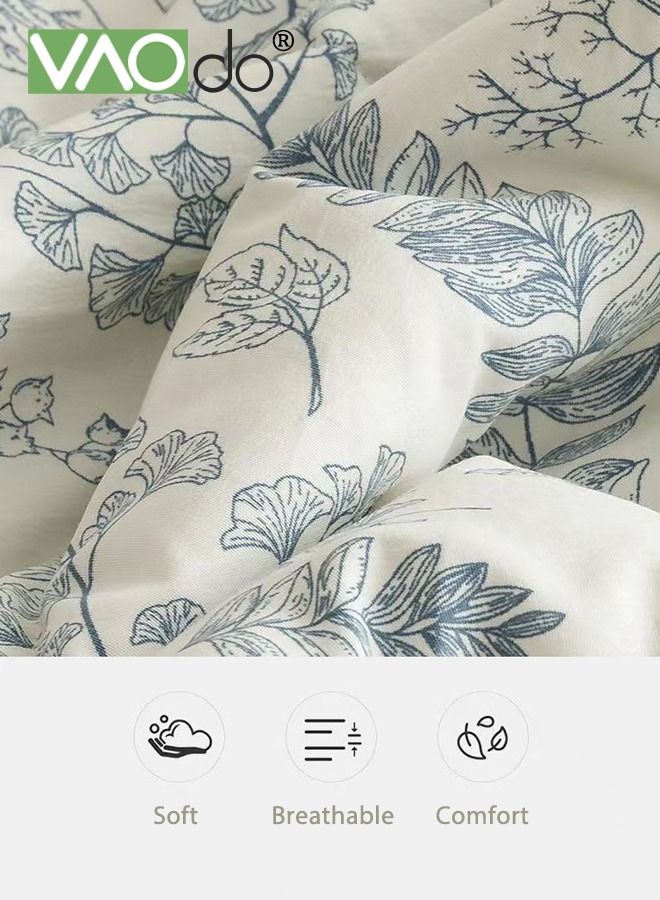 VAOdo 4PCS Bedspread and Duvet Cover Set Skin-Friendly Breathable Double-Sided Design Comforter Set Type A Double-Layer Yarn Washed Cotton and Linen Four-Piece Set 200*230CM - Image 5