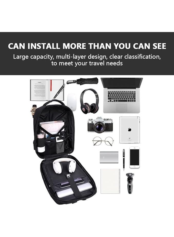 TDOO 15.6 Inch Hard Shell Laptop Backpack, Anti-Theft Waterproof Business Travel Computer Backpack, Black Gaming Laptop Bag with USB Port and Password Lock… - Image 2