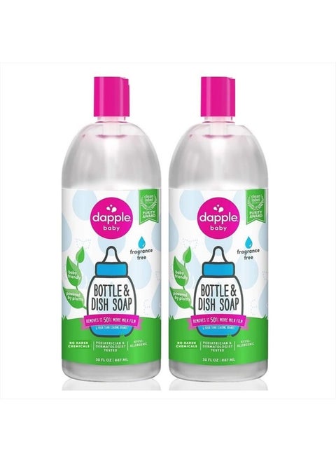 Baby Bottle Soap & Dish Soap Refill Baby, Fragrance Free, Plant Based Dish Liquid for Dishes & Baby Bottles - Hypoallergenic Soap, Liquid Soap Refill, 30 Fl Oz (Pack of 2)