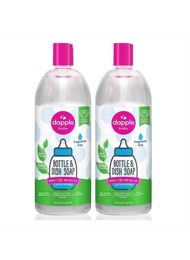 Baby Bottle Soap & Dish Soap Refill Baby, Fragrance Free, Plant Based Dish Liquid for Dishes & Baby Bottles - Hypoallergenic Soap, Liquid Soap Refill, 30 Fl Oz (Pack of 2)