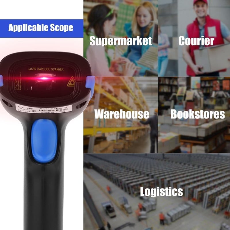 GOWENIC Handheld Wireless Barcode Scanner, USB Wired 2.4GHz Wireless Barcode Bar Code Scanner Reader, for Library Book Convenience Store, Supermarket, Warehouse (Blue) - Image 5