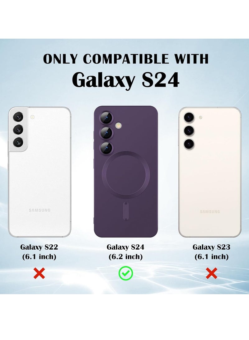 Samsung Galaxy S24 5G Magnetic Case Cover Luxury Metallic Paint Silicone Phone Case Full Camera Lens Protector Shockproof Cover for Samsung Galaxy S24 5G