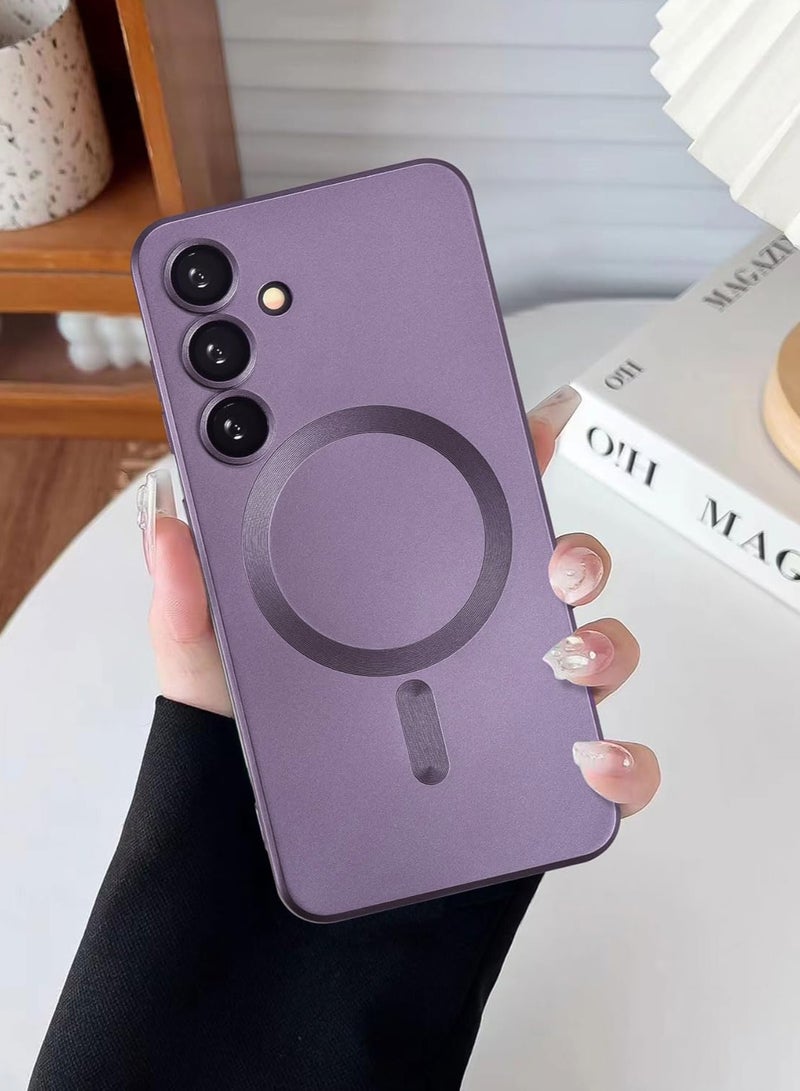 Samsung Galaxy S24 5G Magnetic Case Cover Luxury Metallic Paint Silicone Phone Case Full Camera Lens Protector Shockproof Cover for Samsung Galaxy S24 5G