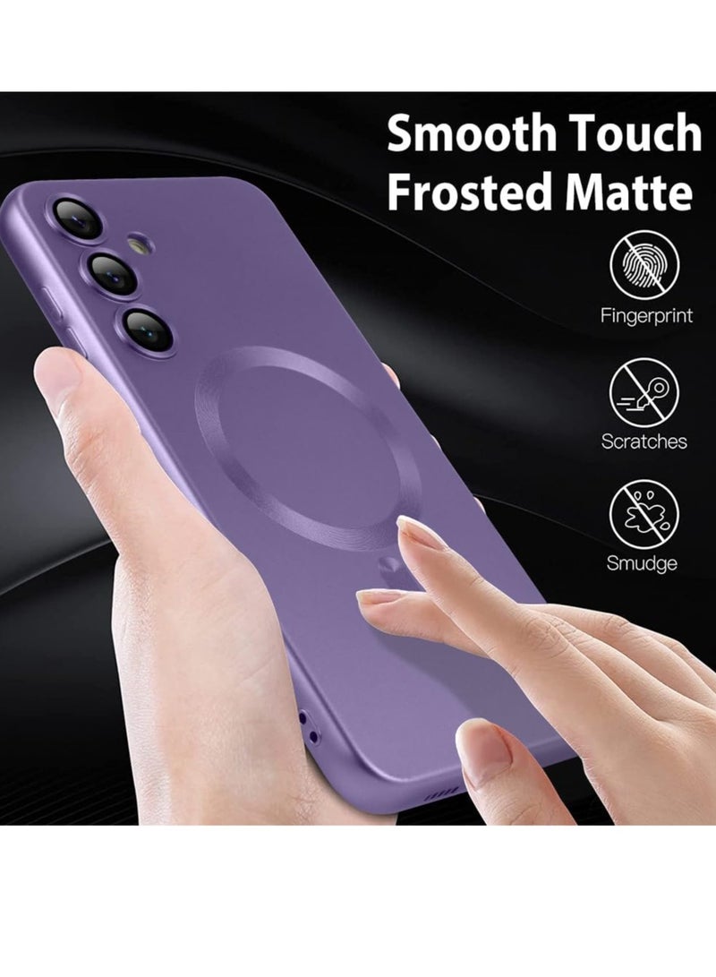 Samsung Galaxy S24 5G Magnetic Case Cover Luxury Metallic Paint Silicone Phone Case Full Camera Lens Protector Shockproof Cover for Samsung Galaxy S24 5G