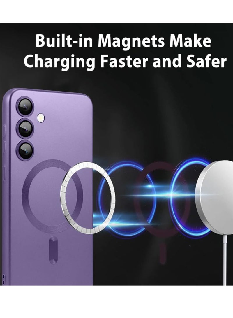 Samsung Galaxy S24 5G Magnetic Case Cover Luxury Metallic Paint Silicone Phone Case Full Camera Lens Protector Shockproof Cover for Samsung Galaxy S24 5G