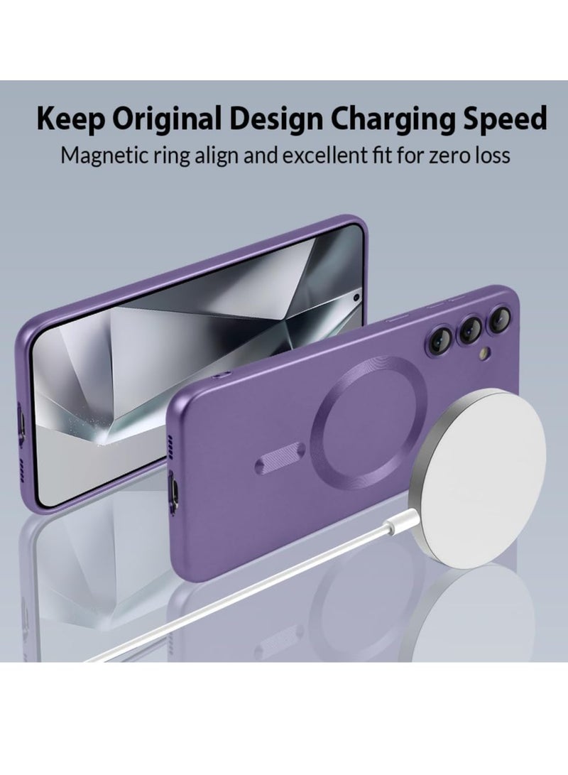 Samsung Galaxy S24 5G Magnetic Case Cover Luxury Metallic Paint Silicone Phone Case Full Camera Lens Protector Shockproof Cover for Samsung Galaxy S24 5G