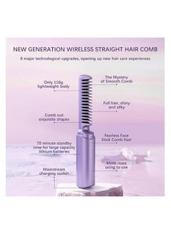 Rechargeable Mini Hair Straightener, Portable Cordless Hair Straightener, Electric Hot Comb Hair Straightener, Negative Ion Hair Straightener Brush, Travel Flat Iron for Hair Mini Cordless (Purple) - pzsku/ZF43B0363D8C2AB3E3BE2Z/45/_/1707674645/8e80f5aa-a1a7-4cb1-816c-3b7a4ee6fb2f