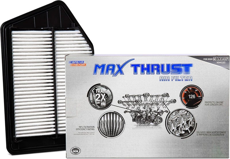 SPEARHEAD MPG Defense Max Thrust Engine Air Filter For All Mileage Vehicles, Fits Like OEM, Restores MPG & Acceleration (MT-476) - Image 1