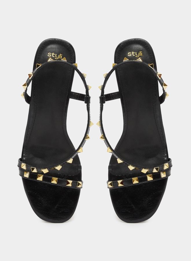 Styli Studded Block Heel Sandals - Image 5