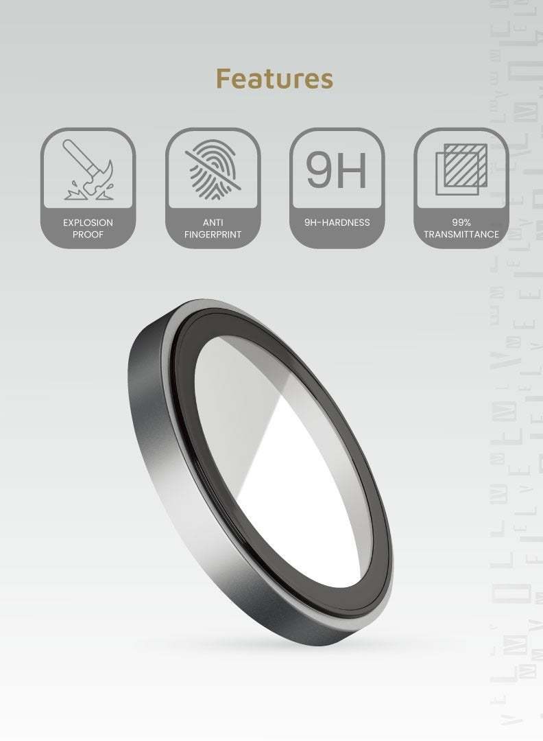 LEVELO iPhone 16/16 Plus Duo Lens Protector with 99% Transparency / Anti Fingerprint / 9H Hardness / Anti Reflection / Double Layer Lens Glass - Light Grey - Image 2