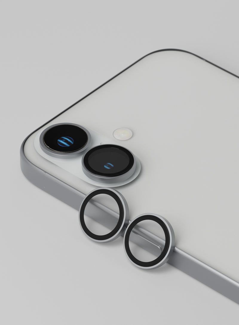 LEVELO iPhone 16/16 Plus Duo Lens Protector with 99% Transparency / Anti Fingerprint / 9H Hardness / Anti Reflection / Double Layer Lens Glass - Light Grey - Image 5