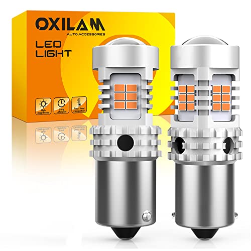 OXILAM 7507 PY21W BAU15S LED Bulbs Amber Yellow 2800LM for Turn Signal Lights with Build-in Load Resistor CANBUS Error Free 2641A 12496 7507AST Bulb Replacement (2PCS) - Image 1
