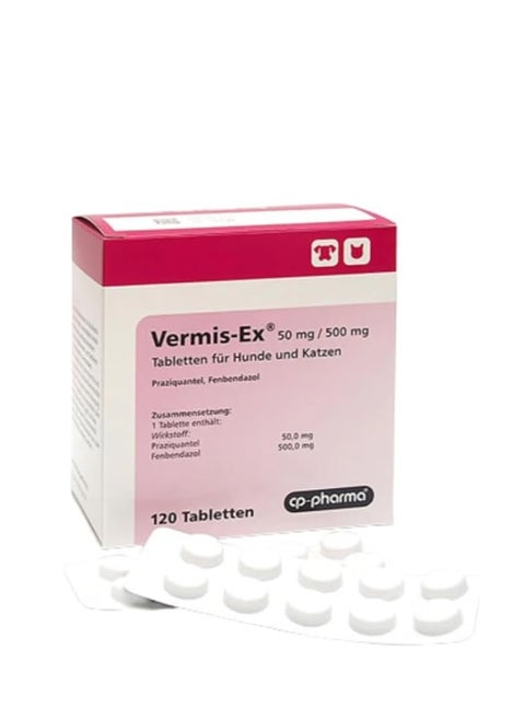 VERMIS-EX Deworming Tablets For Dogs and Cats, Broad spectrum internal parsite (roundworm, tapeworms, hookworm) 10 Tablets