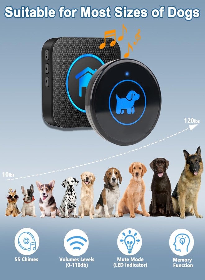 Cangecit Dog Door Bell 2026 Enhanced Touch, Wireless Doggie Doorbell for Potty Training to Go Outside, IP65 Waterproof, 1000ft Range, 55 Melodies, 5 Modes & Adjustable Volume (4 Buttons) - Image 2
