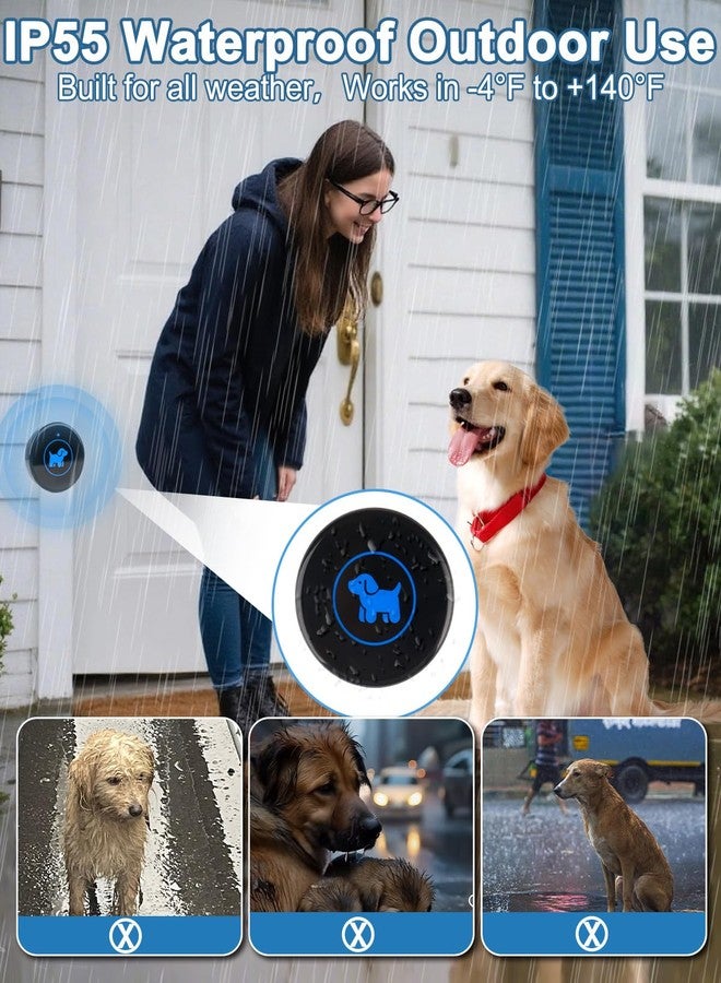Cangecit Dog Door Bell 2026 Enhanced Touch, Wireless Doggie Doorbell for Potty Training to Go Outside, IP65 Waterproof, 1000ft Range, 55 Melodies, 5 Modes & Adjustable Volume (4 Buttons) - Image 5