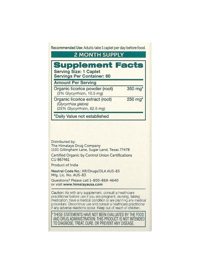 Himalaya Himalaya, Organic Licorice, Digestive Support, 60 Caplets  - Image 2