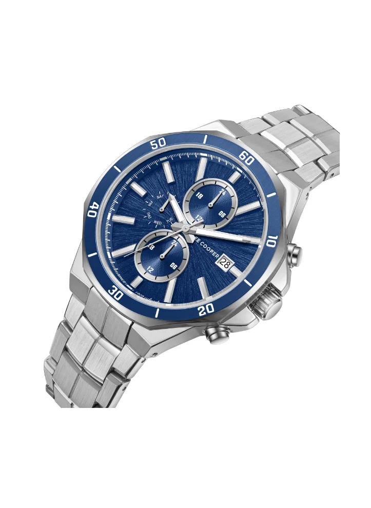 لي كوبر Men's Multi Function Display Watch With Silver Metal Strap - LC08087.390