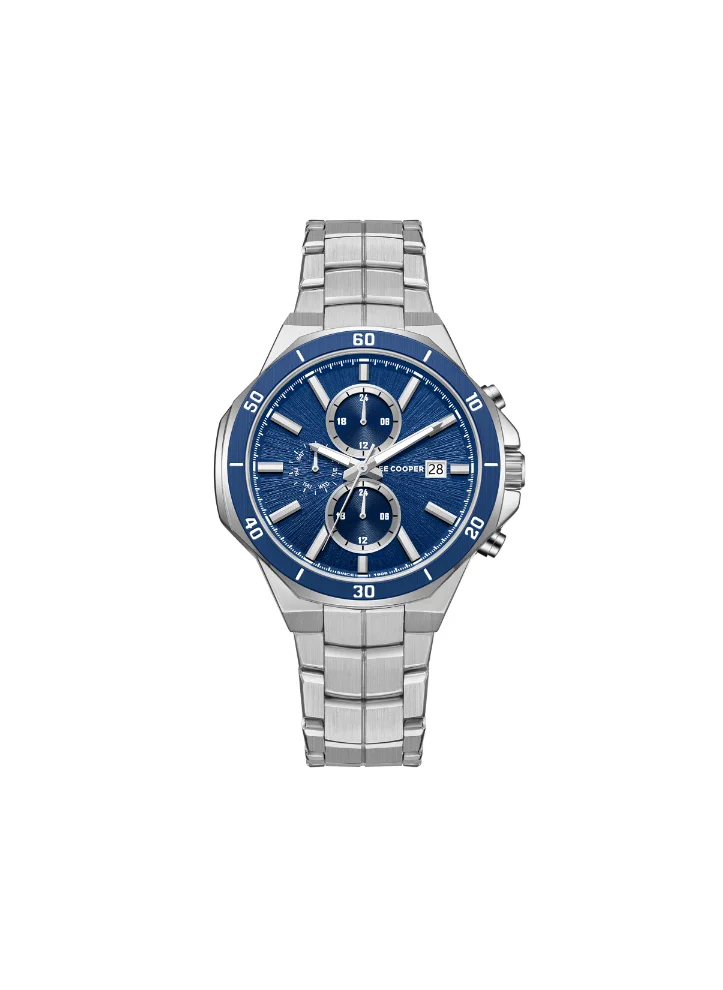 لي كوبر Men's Multi Function Display Watch With Silver Metal Strap - LC08087.390
