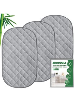 Moonsea Moonsea Diaper Changing Pad Liner Non-Slip, Waterproof Terry Mat Changing Pad Cover Liner, Quilted Absorbent Bassinet Liners Washable, 3 Pack 13"x 26" Reusable Portable Changing Table Pad Grey  - Image 1