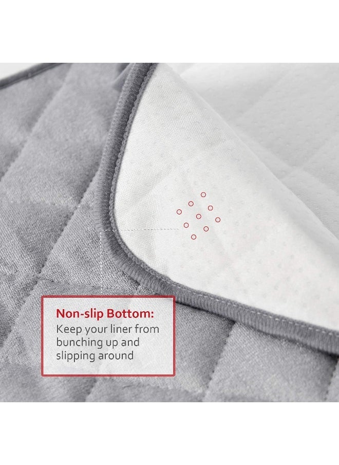 Moonsea Moonsea Diaper Changing Pad Liner Non-Slip, Waterproof Terry Mat Changing Pad Cover Liner, Quilted Absorbent Bassinet Liners Washable, 3 Pack 13"x 26" Reusable Portable Changing Table Pad Grey  - Image 4