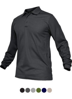 Men's Jersey Golf Polo Shirt Pique Performance Tactical Military Long Sleeve T-Shirt