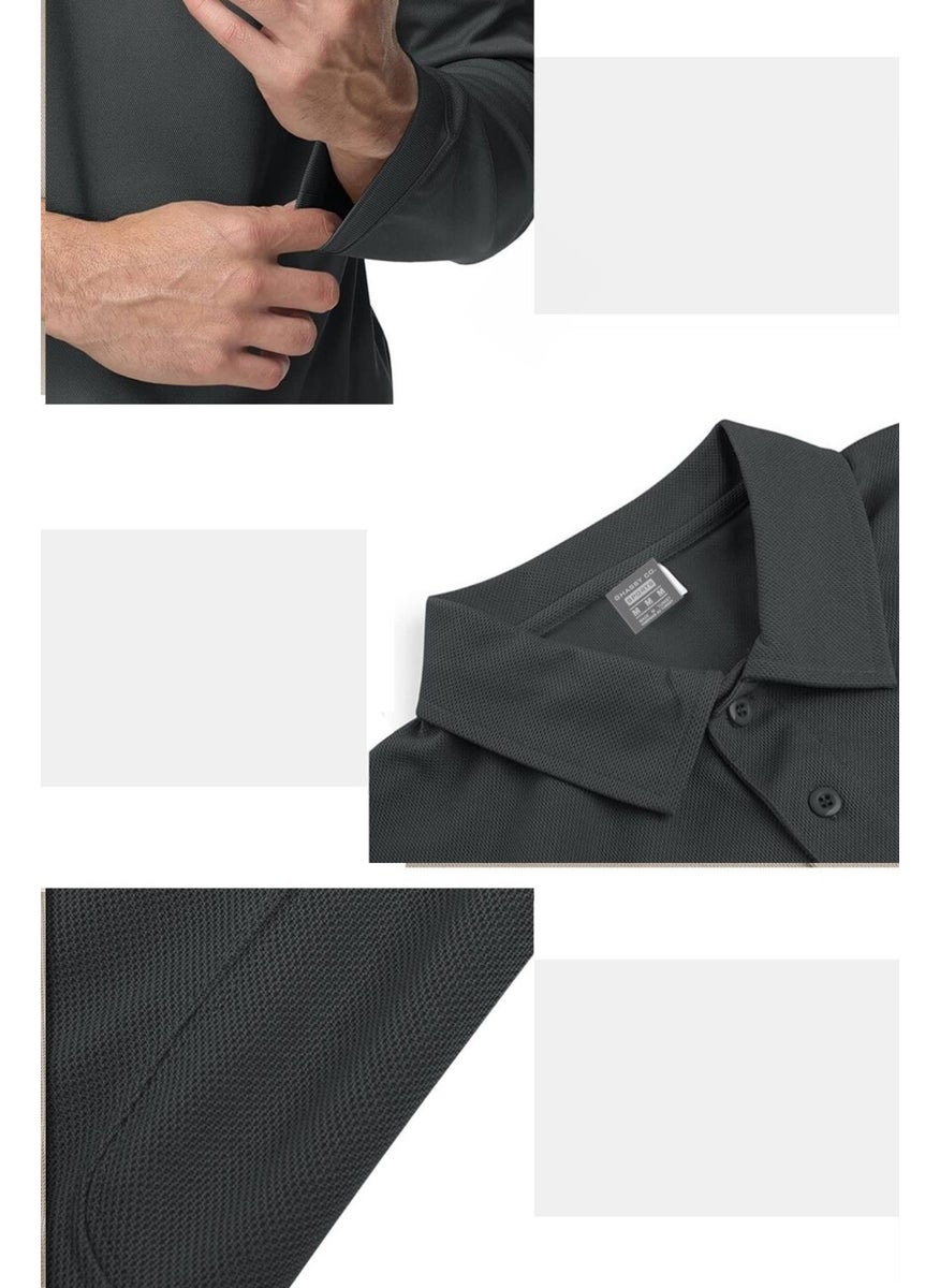 Ghassy Co. - Men's Jersey Golf Polo Shirt Pique Performance Tactical Military Long Sleeve T-Shirt - Image 1
