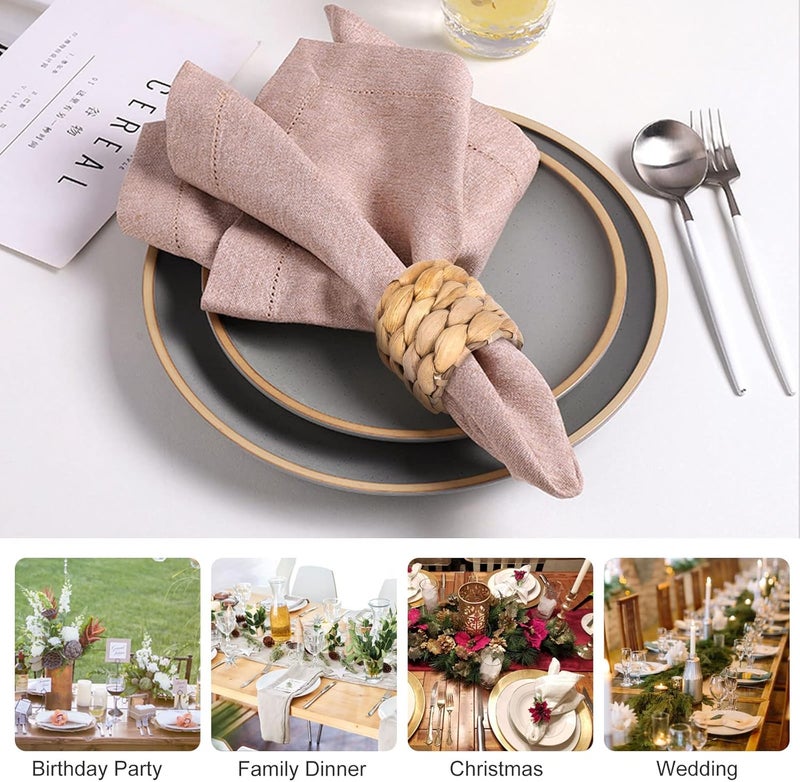 APTWOW Rustic Napkin Rings Set of 12, Hand-Woven Farmhouse Fall Napkin Rings, Holiday Party, Christmas, New Year Eve, Thanksgiving Dinnerware, Easter Napkins Rings - Image 4