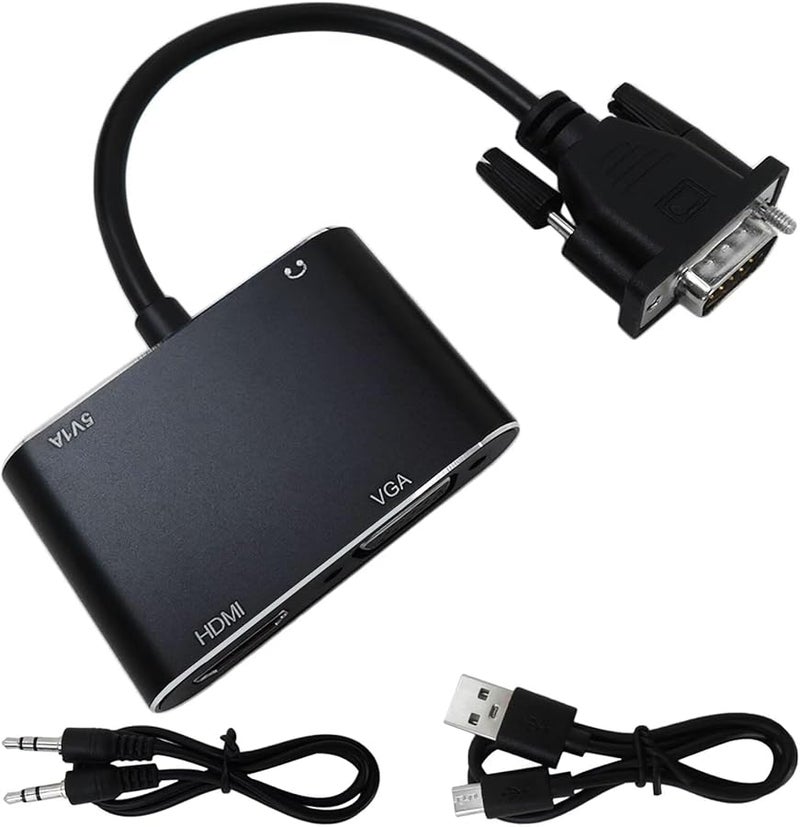 Blue Elf VGA to HDMI Adapter with 3 5mm Audio Port Supports Dual Monitor 1080P 60Hz for PC Laptop Projector - Image 1