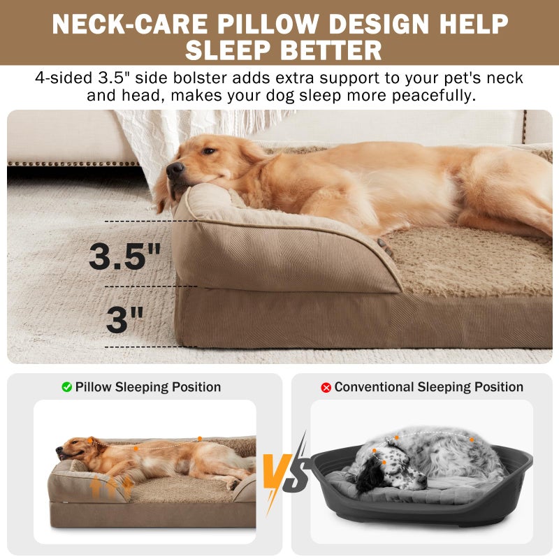 INVENHO Orthopedic Extra Large Dog Bed, XXL Waterproof Dog Sofa, Egg-Crate Foam Couch with Washable Removable Cover, Waterproof Lining and Nonskid Bottom - Image 5