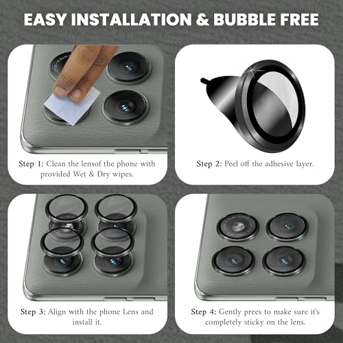 FIRST MART Camera Lens Protectors for Motorola Edge 60 Pro (6.7 Inches) Tough HD Individual Aluminum Alloy Lens Ring Cover, Scratch Resistant, Thin Lens Protection| Black, 1 Pack - Image 2