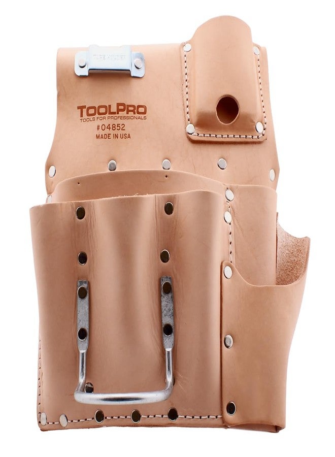 ToolPro 8 Pocket Top Grain Leather Drywall Pouch - Left Handed, Professional Drywall Tool Pouch - Image 1