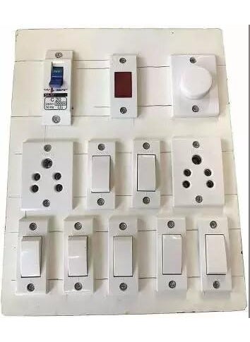 BAHUL Modular pvcwall boarduty Electric Switch Board 7 Switches2 Sockets1 Fuse1 Regulator1 Indicator 2 Socket Extension Boards White 0 m
