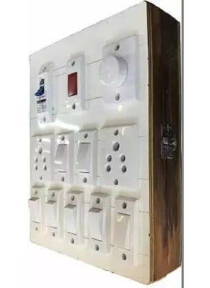 Bahul - BAHUL Modular pvcwall boarduty Electric Switch Board 7 Switches2 Sockets1 Fuse1 Regulator1 Indicator 2 Socket Extension Boards White 0 m - Image 1