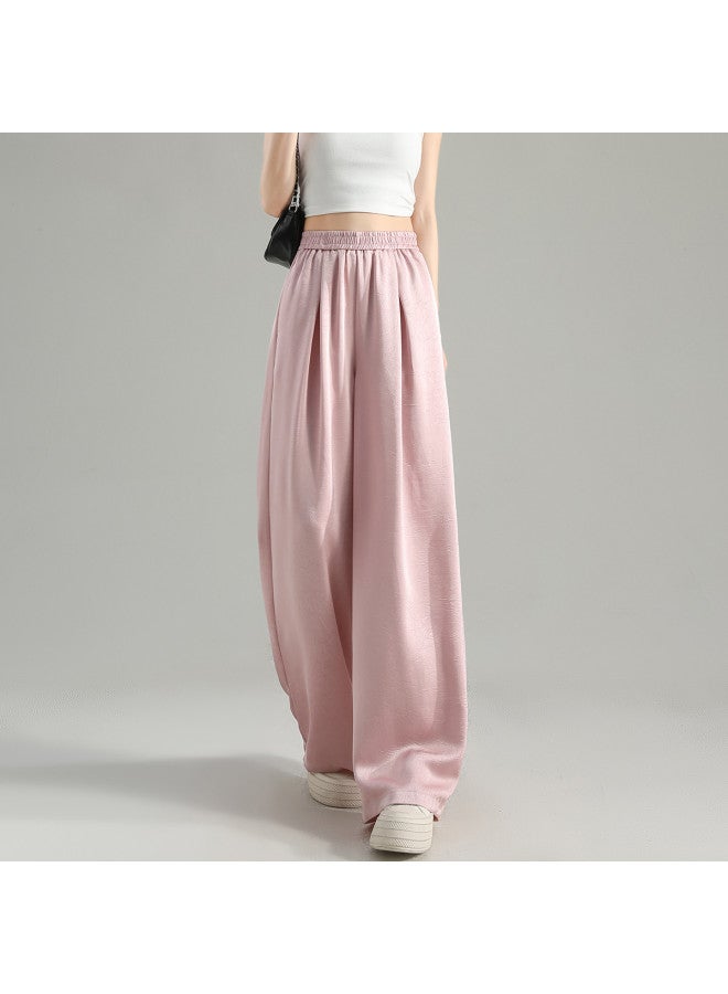 TonLion Women's Wrinkle-resistant Drape Casual Pants Straight-leg Loose Fit Fashionable Gray-pink Trousers For Women - Image 3