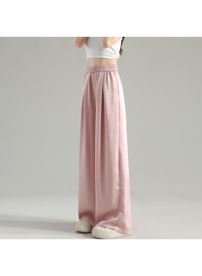 TonLion Women's Wrinkle-resistant Drape Casual Pants Straight-leg Loose Fit Fashionable Gray-pink Trousers For Women - Image 4