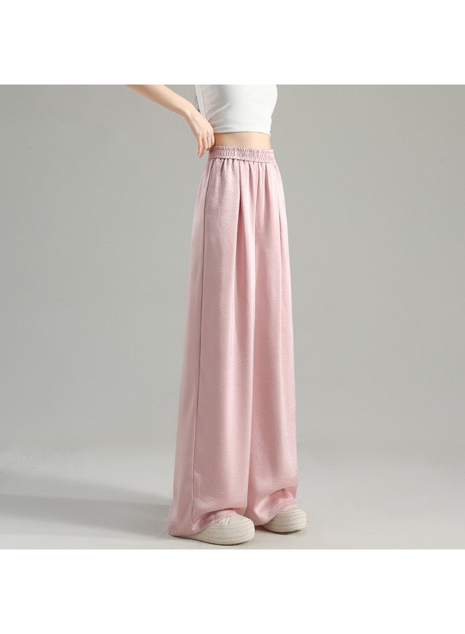 TonLion Women's Wrinkle-resistant Drape Casual Pants Straight-leg Loose Fit Fashionable Gray-pink Trousers For Women - Image 5