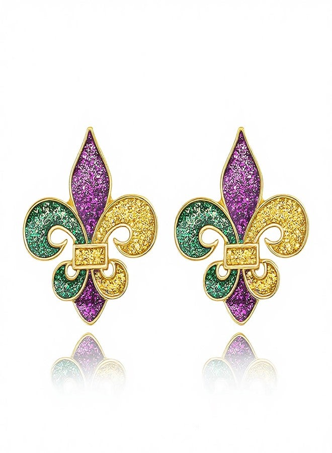 Lookray MardiGras Earrings for Women Glitter Dainty Crown Mask Tassel Stud Earrings Colorful Carnival Clown Mask Earring MardiGras Parade Outfit Gifts Accessories Style1 - Image 1
