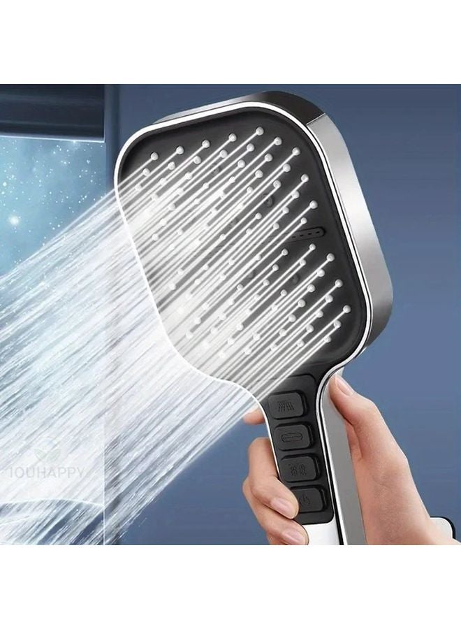 Black High Pressure Shower Head Set 7 Modes Water Saving Wall Mount Plastic - Image 3