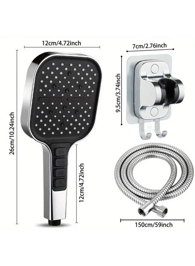 Black High Pressure Shower Head Set 7 Modes Water Saving Wall Mount Plastic - Image 4