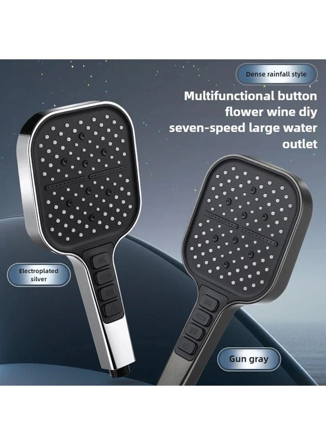 Black High Pressure Shower Head Set 7 Modes Water Saving Wall Mount Plastic - Image 2