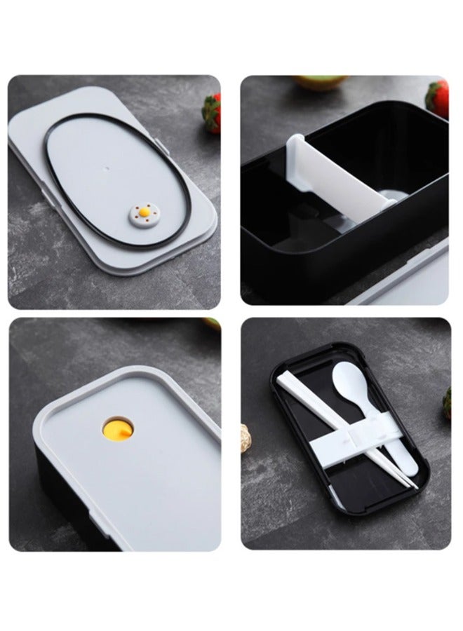 Double Deck Lunch Box Environmental Food Container Children's Lunch Box Health Food Cartridge Storage Bag - Black - Image 5