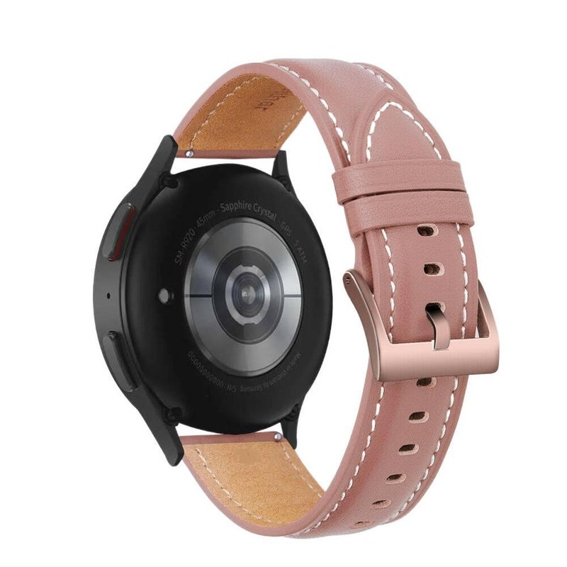 Adjustable Leather Classic Strap Smartwatch Band Compatible with Samsung Galaxy Watch 7 with Fit Replacement Strap in White - Image 2