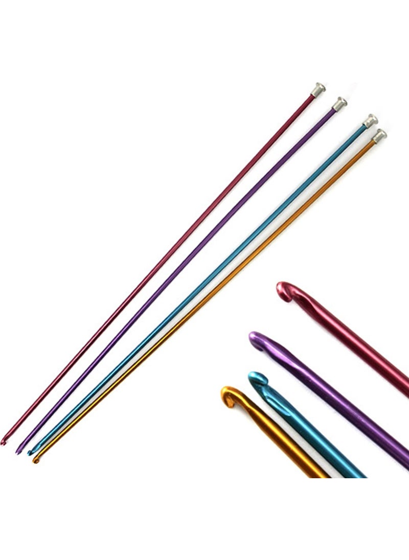 TıkTık AL TıkTık BUY Short Colored Tunisian Needle Crochet Set 25 cm (2.5-3-3.5-4) No 4 Pieces 
